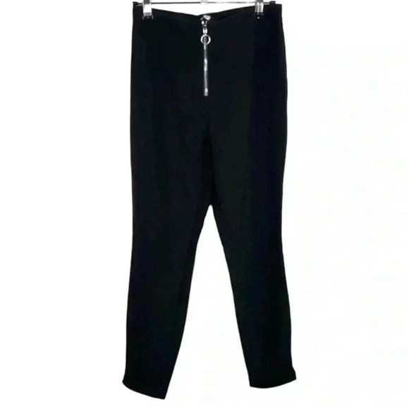 Elizabeth And James Black Slim Leg Exposed Front Zipper Pant - Picture 2 of 9
